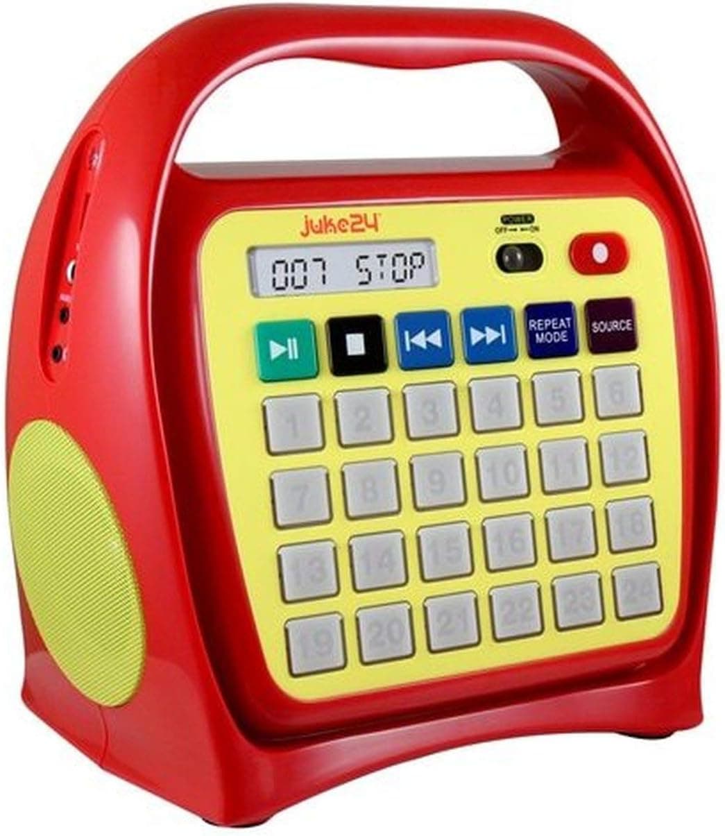 HamiltonBuhl Juke24 Portable Digital Jukebox with CD Player & Karaoke Function, Red/Yellow (J22RCS1YR)