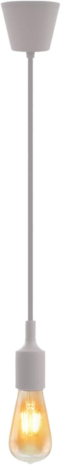 UL-listed Single Lamp Socket Pendant Light Fixture (Multi-color), Textile Insulating Lamp Cord, Silicon E26/E27 Lamp Holder for Home, Commercial, Pub, Club, Counter, Accent & Decorative Lighting, Gray