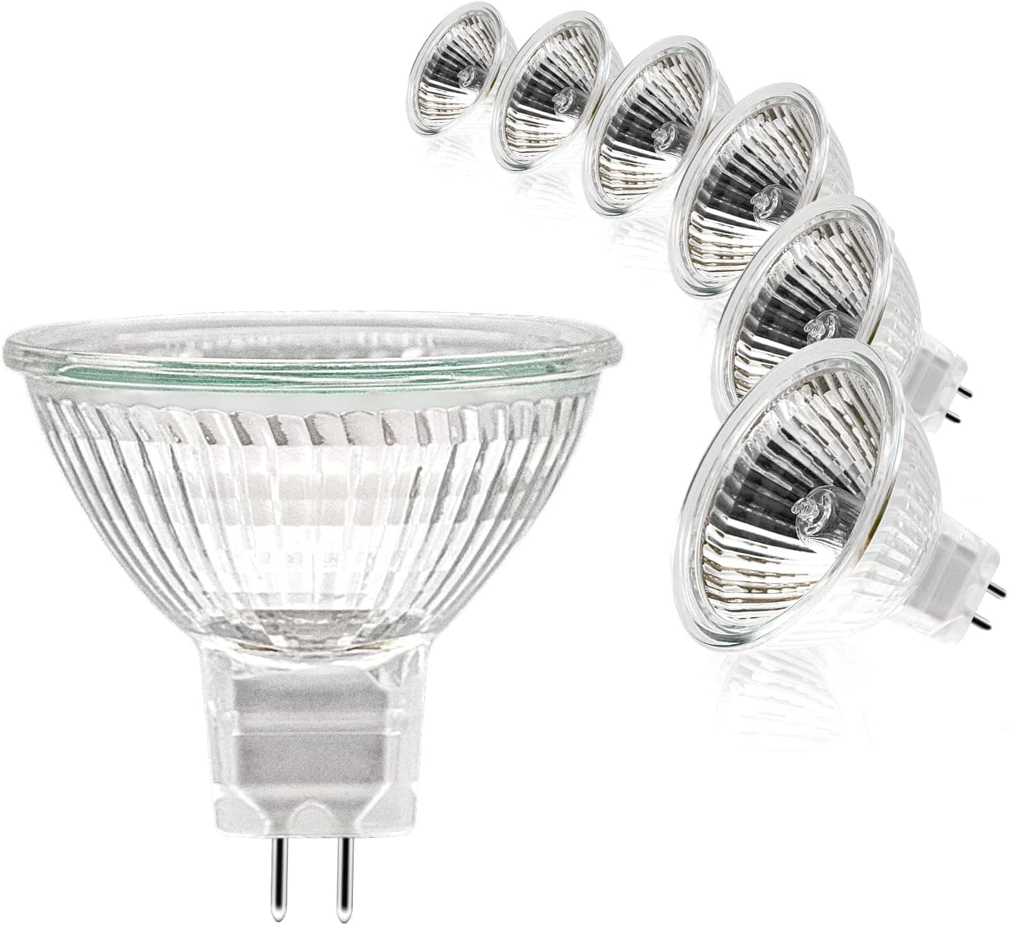 Jaenmsa MR16 Bulbs, Durable MR16 Landscape Light Bulbs 12V 20 W, Dimmable GU5.3 Halogen Bulb 20W for Landscape Lights, Track Lights, Fiber Optics, Desk Lamps, 2500Hr Life, 2700K Warm White(6 Pack)