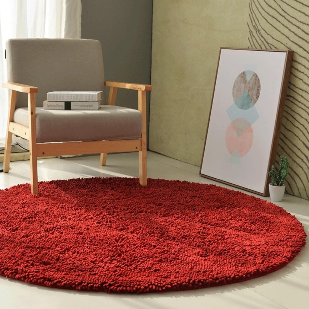 ZJK Rug Round Rug Padded Bedroom Bed Headboard Washable, Machine Washable, Multiple Sizes A+ (Color : Red, Size : 100cm(39inch))
