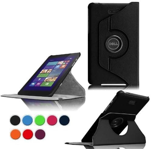 Intellishop Online (BLACK) 360 Rotating Leather Stand Case Cover for Dell Venue 8 Pro Windows 8.1 Tablet / 2014 New Dell Venue 8 Android Tablet
