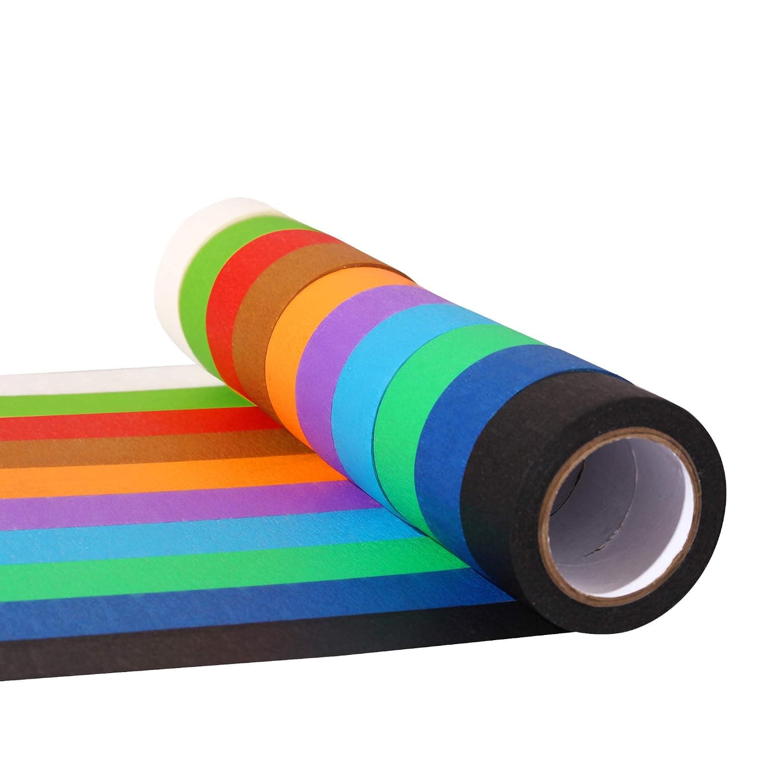 10 Pieces Colored Masking Tape Rainbow Masking Tape Labelling Tape Graphic Art Painters Tape Roll for Fun for Arts DIY, Home Decoration, Office Supplies …