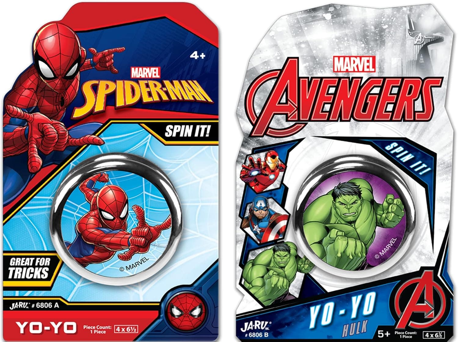 JA-RU Marvel Avengers Toys YoYo Toy (2 Units Spiderman & Hulk) Fidget Toy Superheroes Spiderman & Hulk Kids Yoyo Beginner String Trick Kids Yo-Yo Game Fidget Toys for Boys Spid-Hulk-6806-2