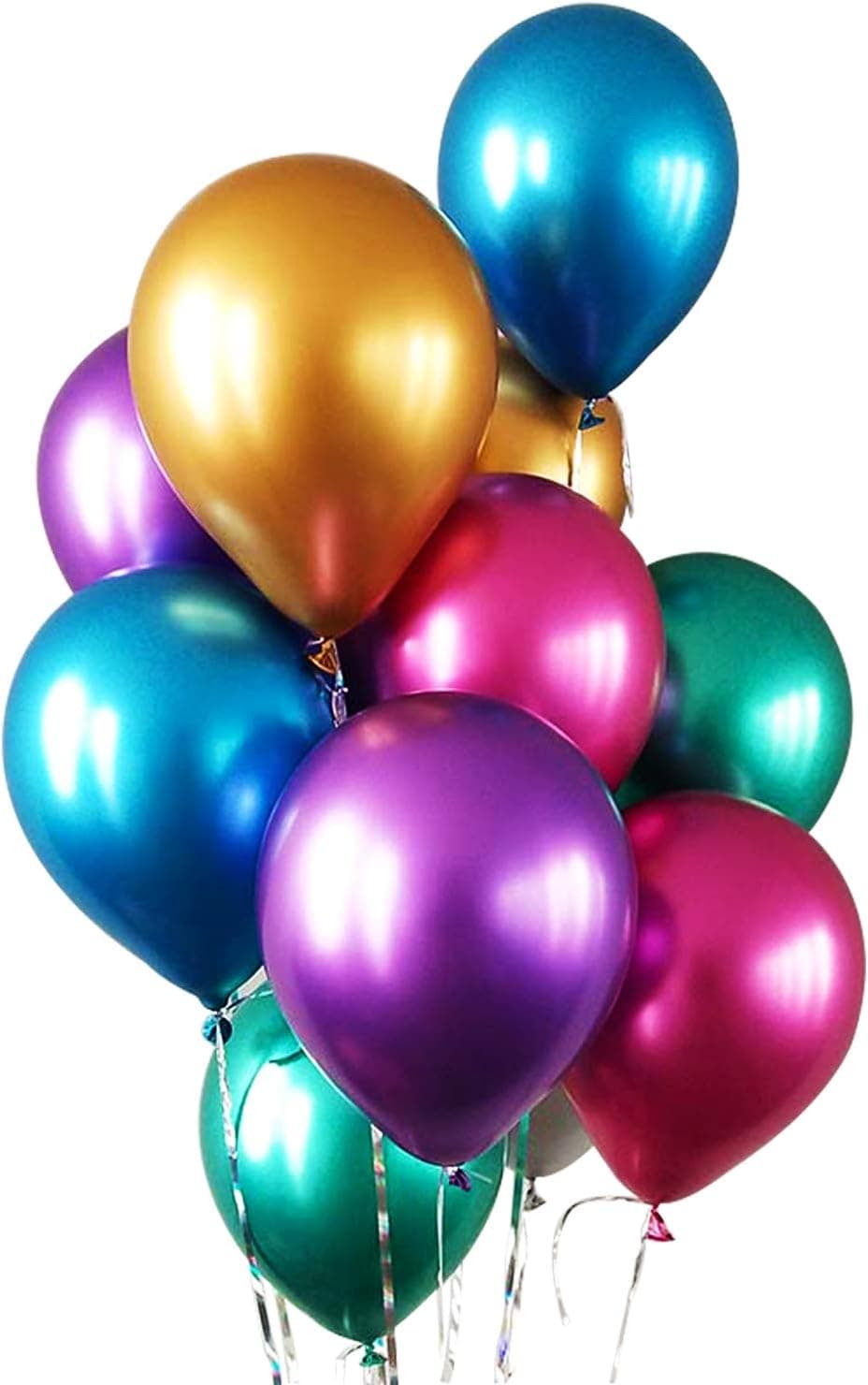 Party Balloons 12 inch Latex Metallic Balloon Thicken Round Helium Gold/Silver/Blue/Purple/Green Party balloons for Party/Birthdays/Wedding/Festivals/Christmas/Baby Shower,Pack-50,Multicolor
