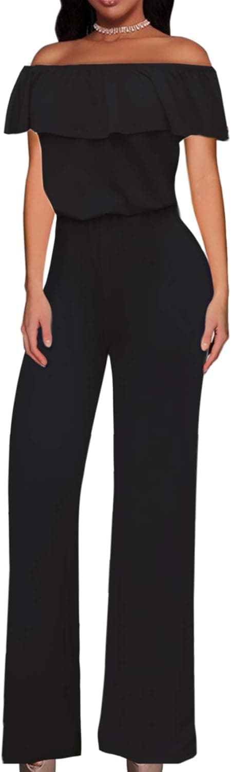 HYBRID Women's Dressy Elegant Comfy Stretch Pull On Off Shoulder High Waist Wide Leg Pants Shorts Fashion Jumpsuit Romper