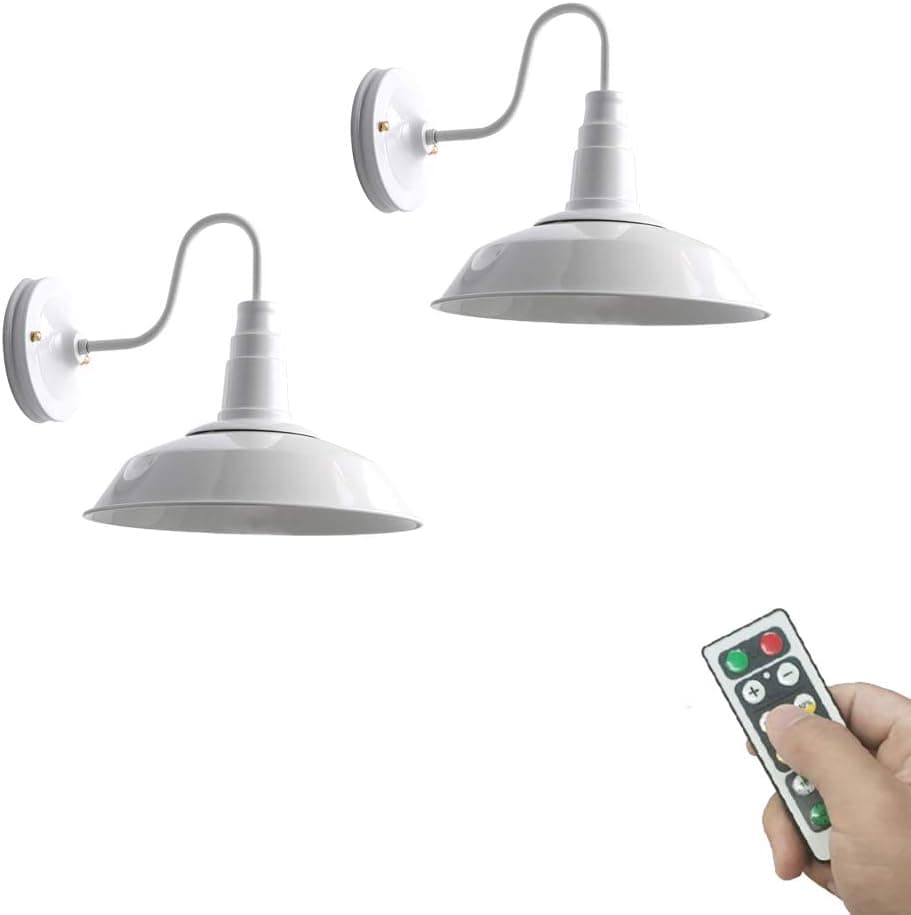 KAYYELAMP 2-Lights 100 Lumens Led Remote Control Battery Run Cordless Lamp Not Hardwired Retro Wall Sconce for Aisle Bedroom Wall Decor-Easy Installation, Dimmable Control,Battery Not Included