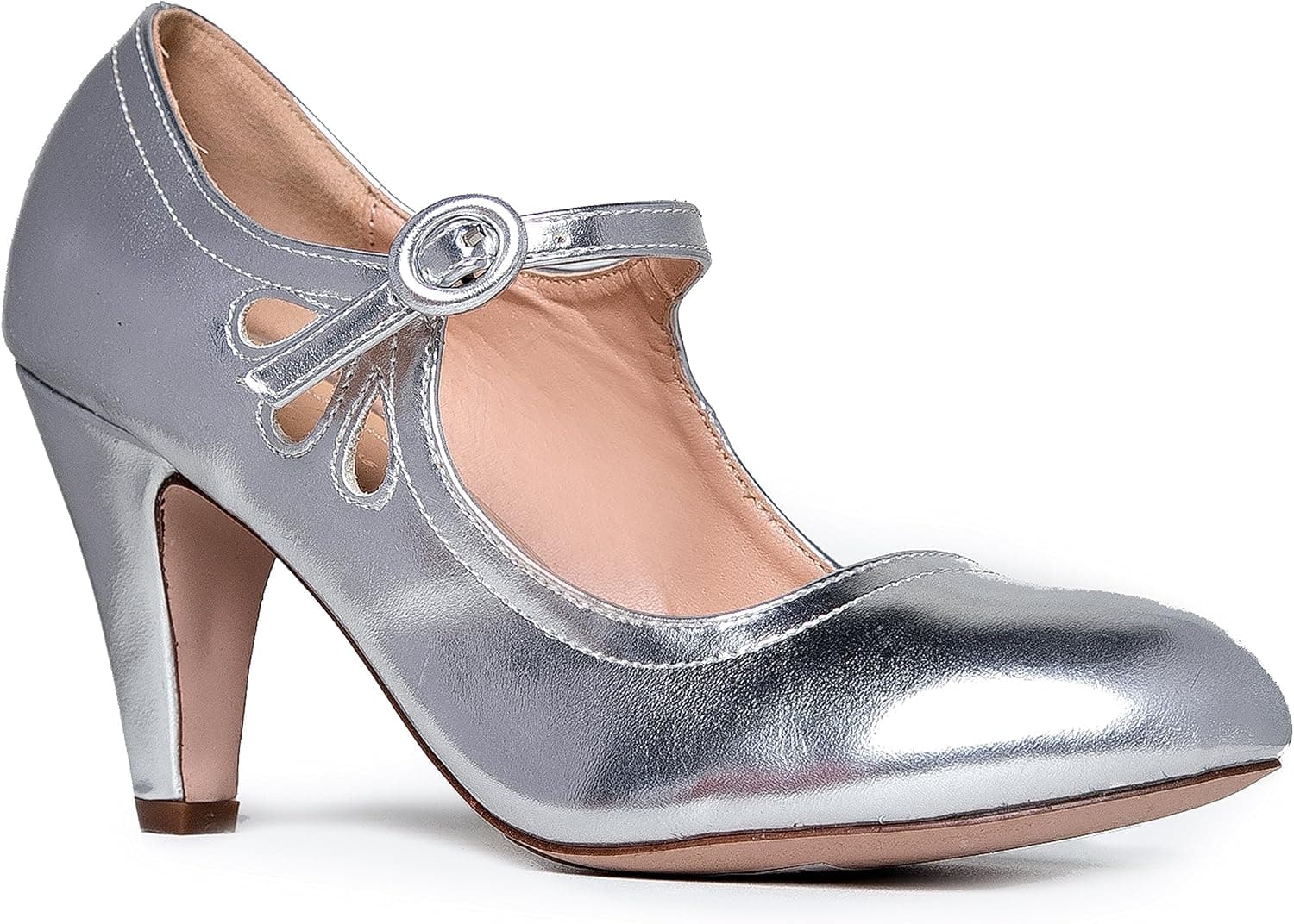 J. Adams Pixie Heels for Women - Retro Mary Jane Pumps with Teardrop Cutout