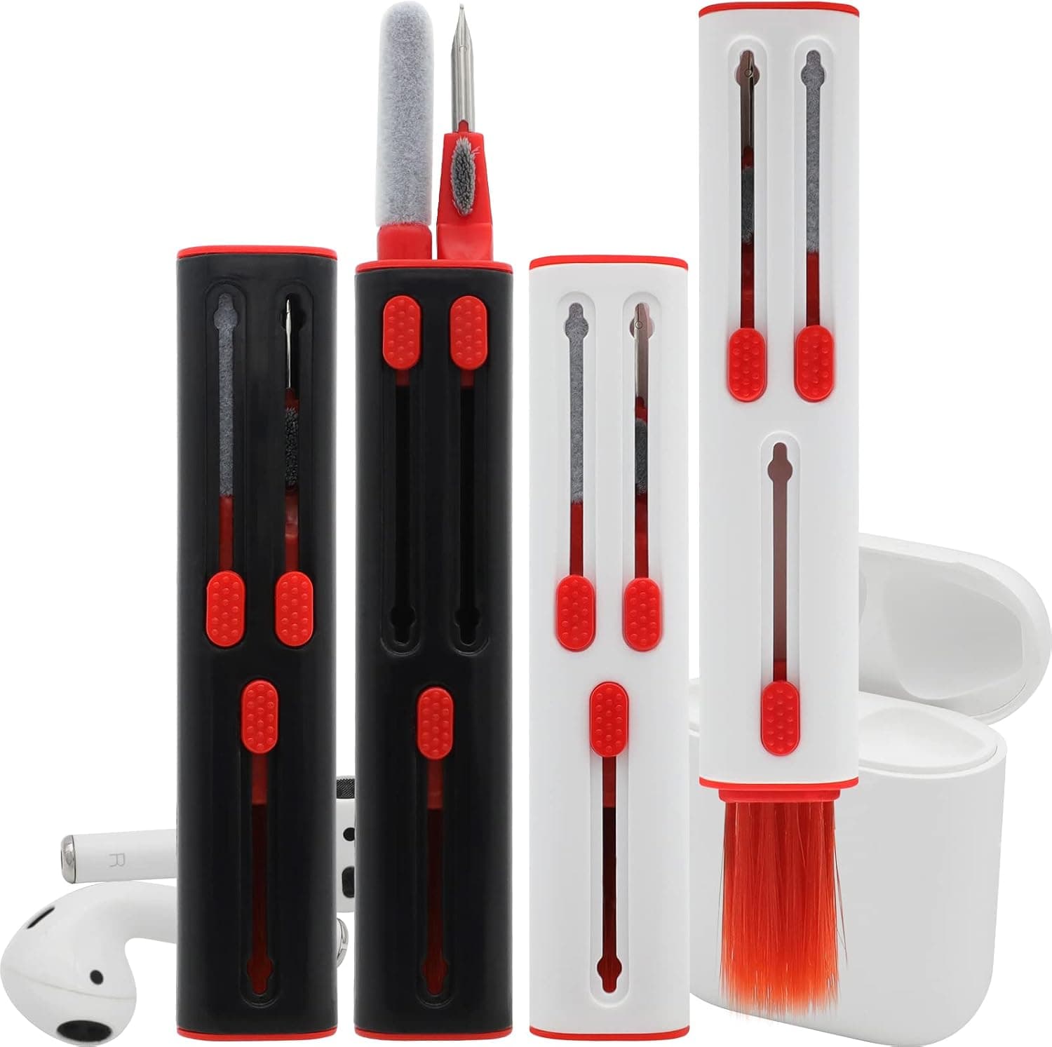KITANIS Cleaner Kit for Airpod, 4-in-1 Multifunctional Wireless Earbud Cleaning Kit for AirPods Pro Accessonries, 2 Pack Earbuds Cleaning Pen,Electronic Headphone Tool (Black and White)