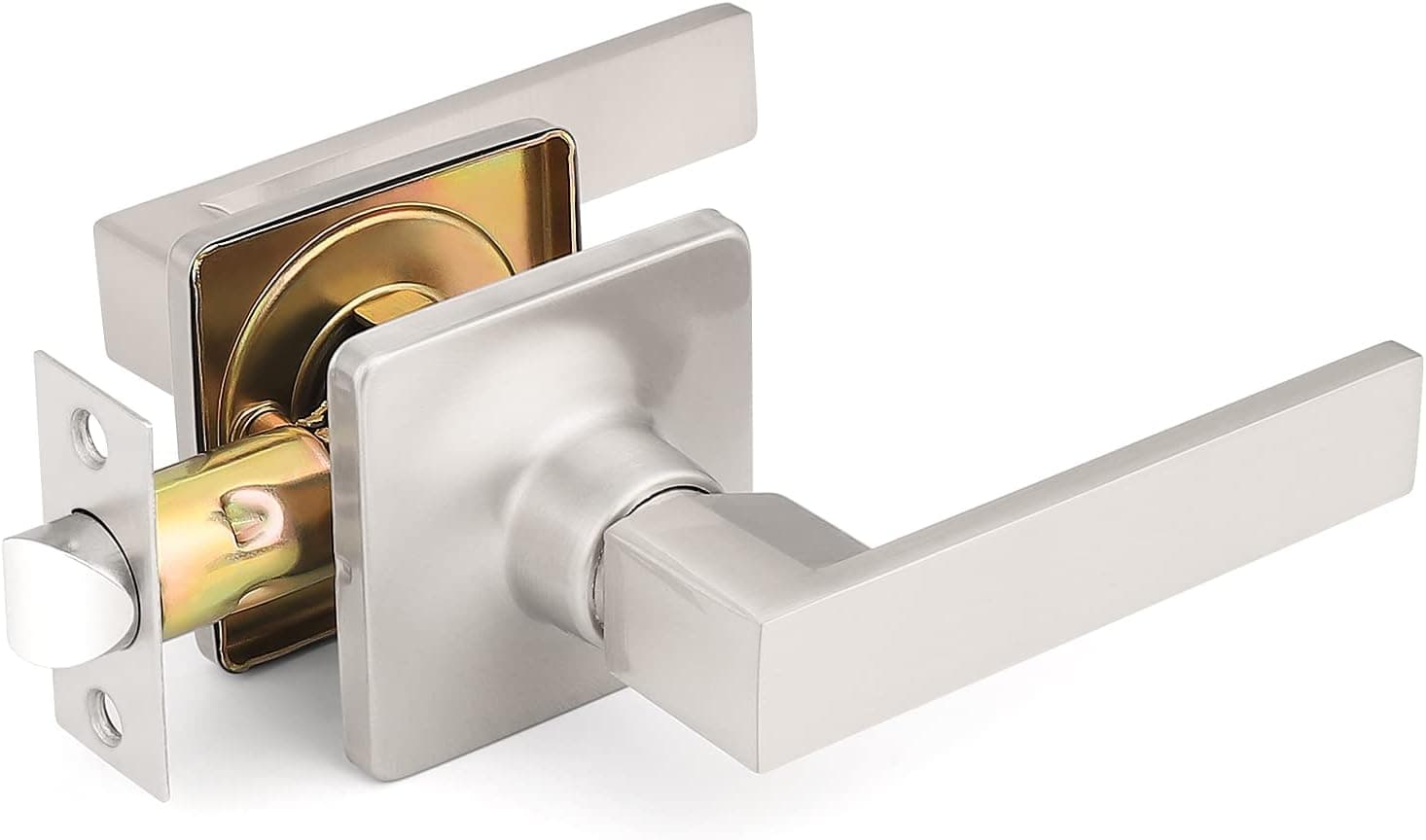 Mengico 1 Pack Lever Door Handle,Satin Nickel Door Lever Lock,Modern Door Handle Passage Door Locks(for Hallway Closet),Universal Handing, Heavy Duty Door Handle