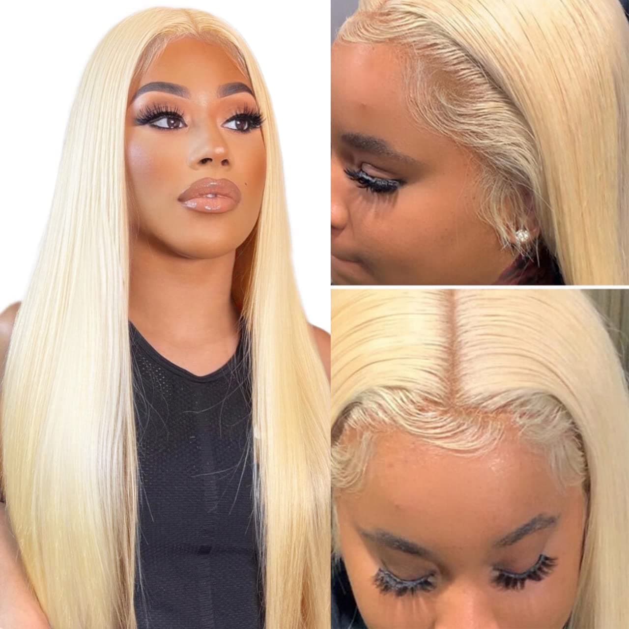 613 Lace Front Wig Human Hair 13x6 Transparent Lace Front Wigs Straight Blonde Lace Front Wigs Human Hair 150% Density 613 HD Lace Frontal Wig Human Hair Pre Plucked With Baby For Black Women (20 inch)
