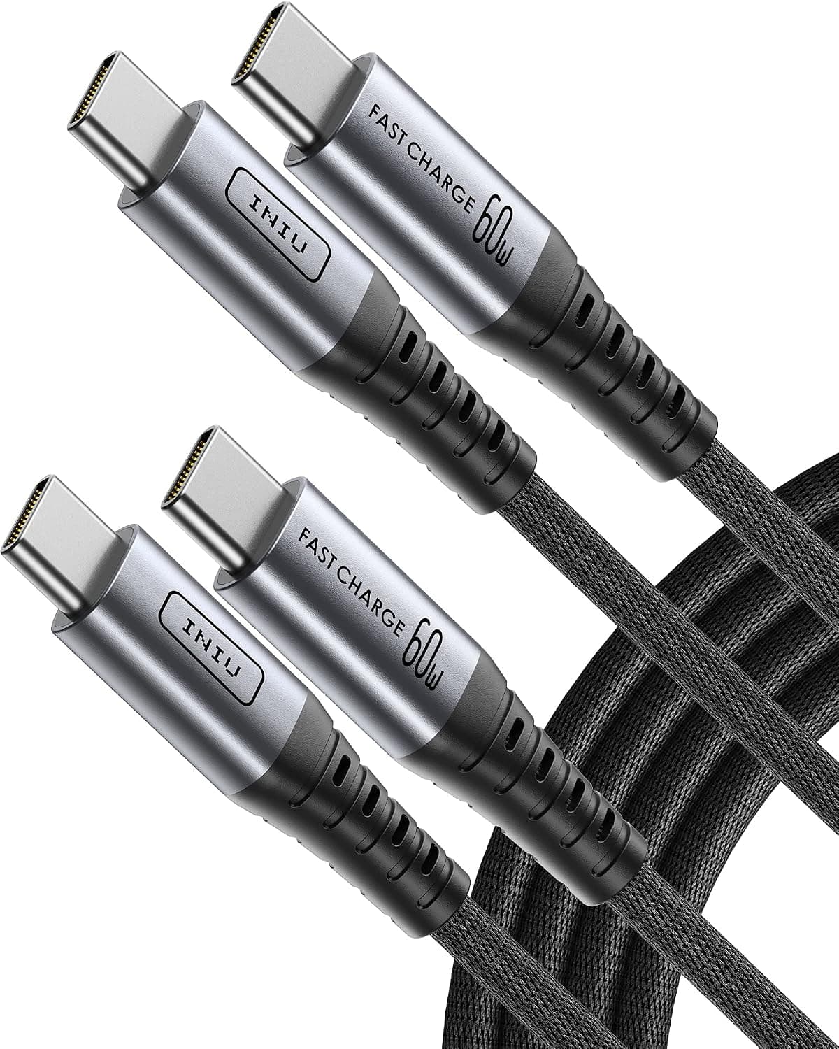 INIU USB C to USB C Cable, 60W [2-Pack 6.6ft] PD 3.0 Fast Charging Type C to Type C Cable, Nylon Braided USB-C Cord Phone Charger for Samsung Galaxy S22 Note 20 iPad Pro MacBook Air Tablets LG Google