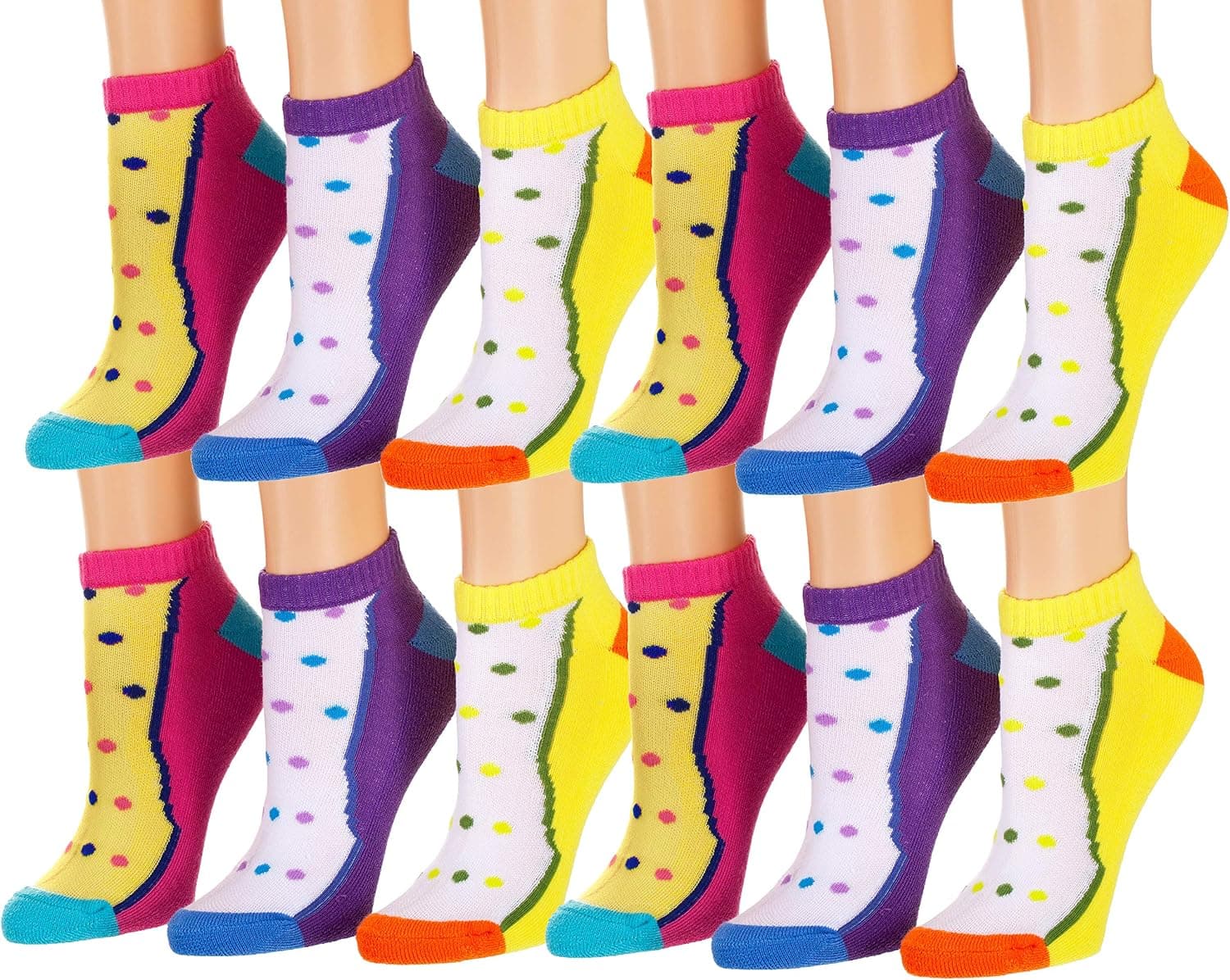 Tipi Toe Women's 12-pack No Show Athletic Socks, Sock Size 9-11 Fits Shoe 6-9, SP12-12
