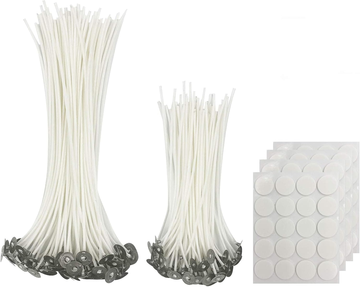 210 Pcs Candle Wicks for Candle Making 128 Pcs 6 inch & 8 inch Cotton Candle Wicks for Candlemaking Low Smoke Natural Cotton 80Pcs Candle Wick Stickers & 2Pcs Candle Wick Holder DIY Candle Making Kit