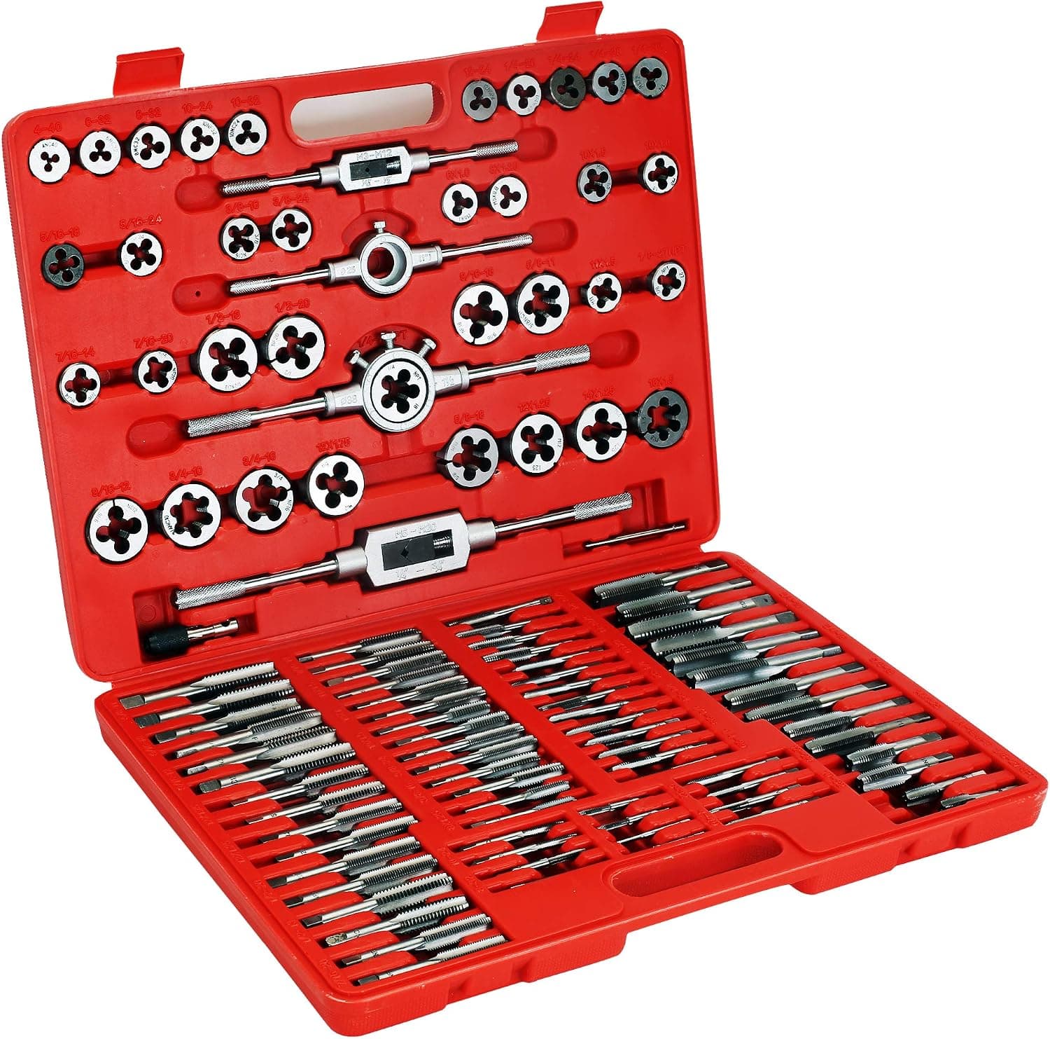 Zoostliss 110 Piece Sae and Metric Bearing Steel Tap and Die Set with Carrying Case