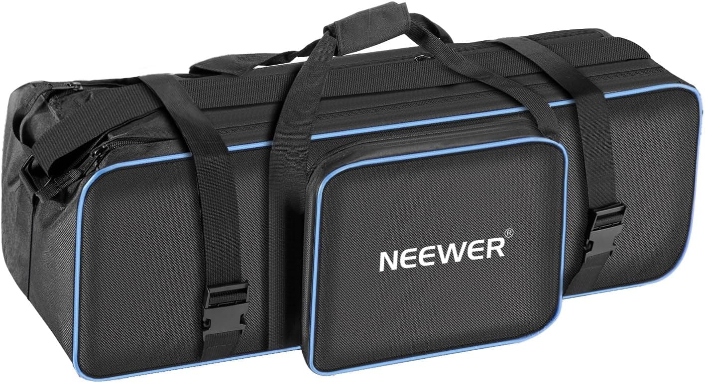 Neewer Photo Studio Equipment 30"x10"x10"/77x25x25cm Centimeters Large Carrying Case with Strap for Tripod, Light Stand, Photo Lighting Bundle Kit, Padded Compartments, Big Cushion Storage(Black/Blue)