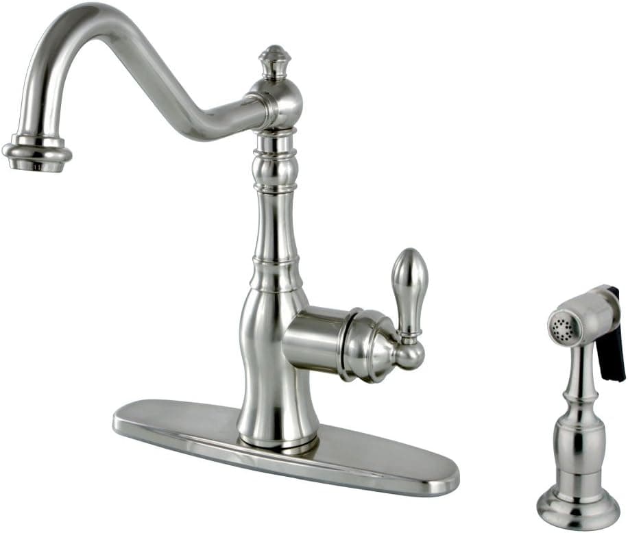 Kingston Brass GSY7708ACLBS American Classic Kitchen Faucet, 9-7/16" in Spout Reach, Brushed Nickel
