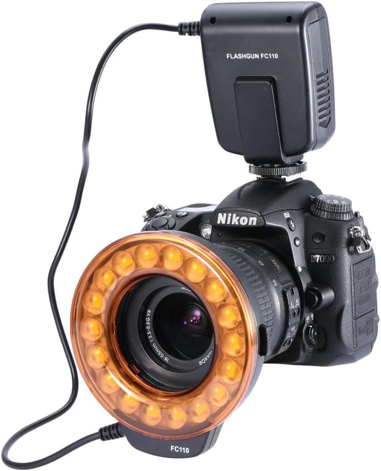 Neewer® FC-110 18 Super Bright LED Macro Ring Flash & Light For Canon 5D MarkIII 5D MarkII 650D/T4i 600D/T3i 550D/T2i 1100D/T3 60D 7D, Nikon D7000, D3200, D3100, D5100,D5000,Olympus, Pentax SLR Cameras (Will Fit 52,55,58,62,67,72,77mm Lenses)