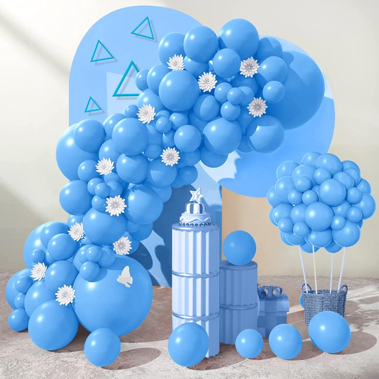 100pcs Blue Balloons Latex Balloons Light Blue Balloons 18 Inch 12 Inch 10 Inch 5 Inch Balloon Party Balloons Birthday Balloons, Balloons Decorations for Birthday Party Christmas Wedding (Light Blue)