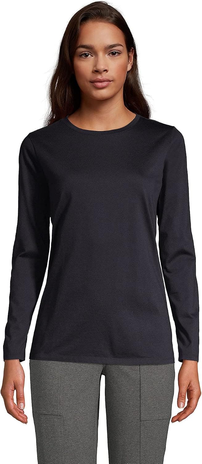 Lands' End Women's Tall Relaxed Supima Cotton Long Sleeve Crewneck T-Shirt