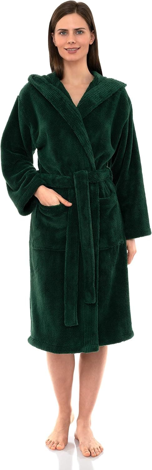 TowelSelections Women's Robe Soft Plush Fleece Hooded Spa Bathrobe