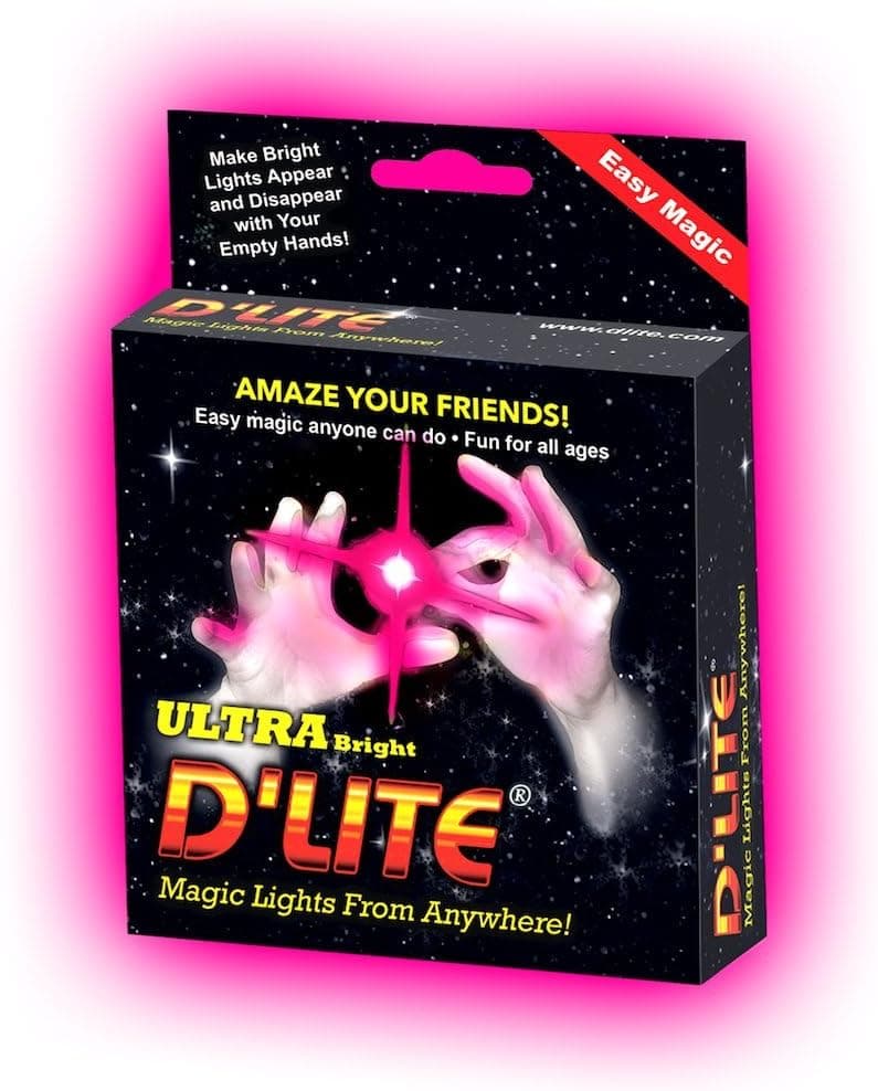 D'lites Regular Pink Lightup Magic - Thumbs - Set of 2 Original Amazing Ultra Bright Light - Closeup & Stage Magic Tricks - Easy Illusion Anyone Can Do It - Free Training Video See Box (Regular, Pink)