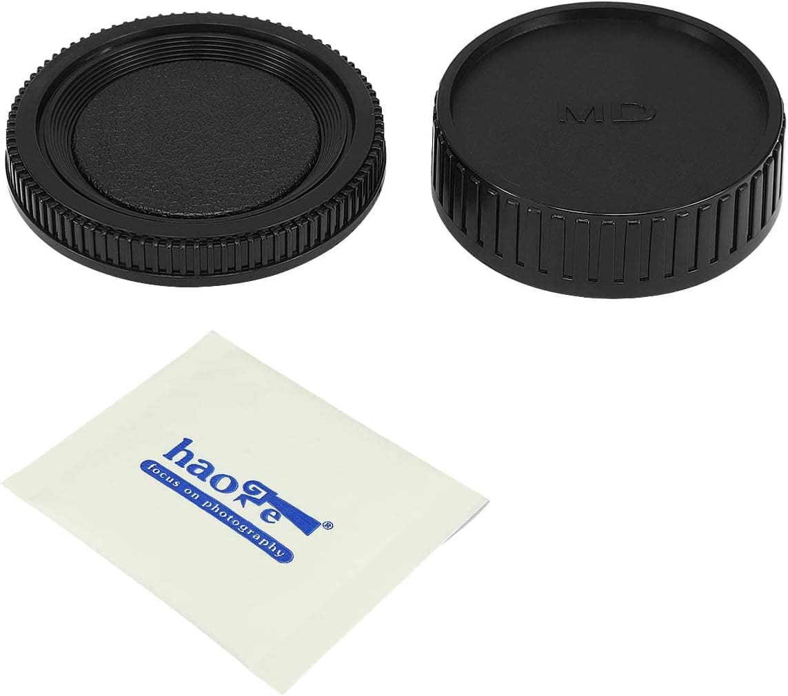 Haoge Camera Body Cap and Rear Lens Cap Cover Kit for Minolta SR MD MC Mount Camera Lens Such as SR-2, SR-7, SR-T 101, XK, XM, X-1, XE-5, XE, XE-1, XE-7, XD-7, XD-11, XG-M, X-500, X-570, X-700