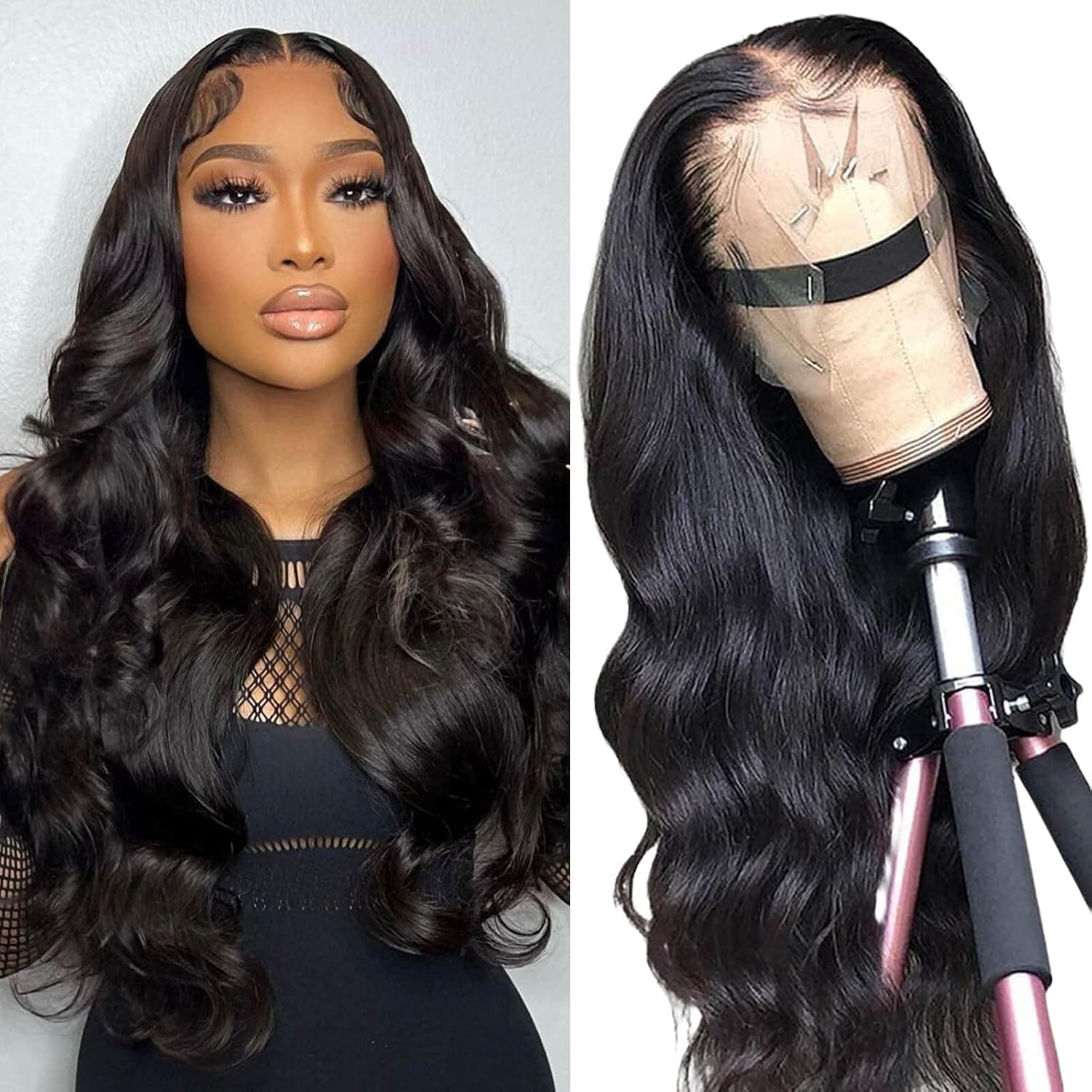30 Inch Lace Front Wig Human Hair Body Wave 13x4 Glueless Wigs Human Hair Pre Plucked with Baby Hair 180% Density Frontal Wigs for Black Women Human Hair HD Lace Brazilian Virgin Hair Body Wave Wig Natural Color