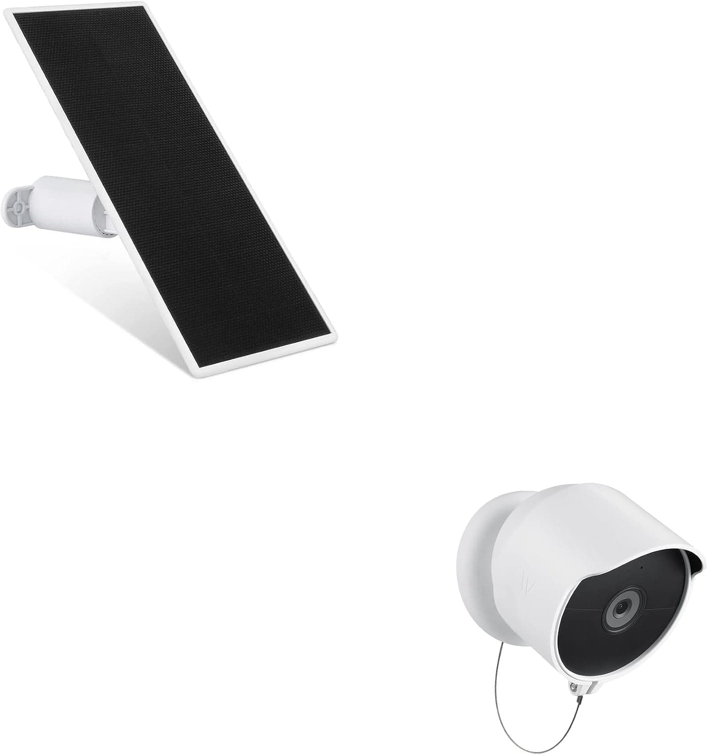 Wasserstein Bundle - Anti-Theft Mount & Premium Solar Panel Compatible with Google Nest Cam Outdoor or Indoor, Battery (Camera Not Included)