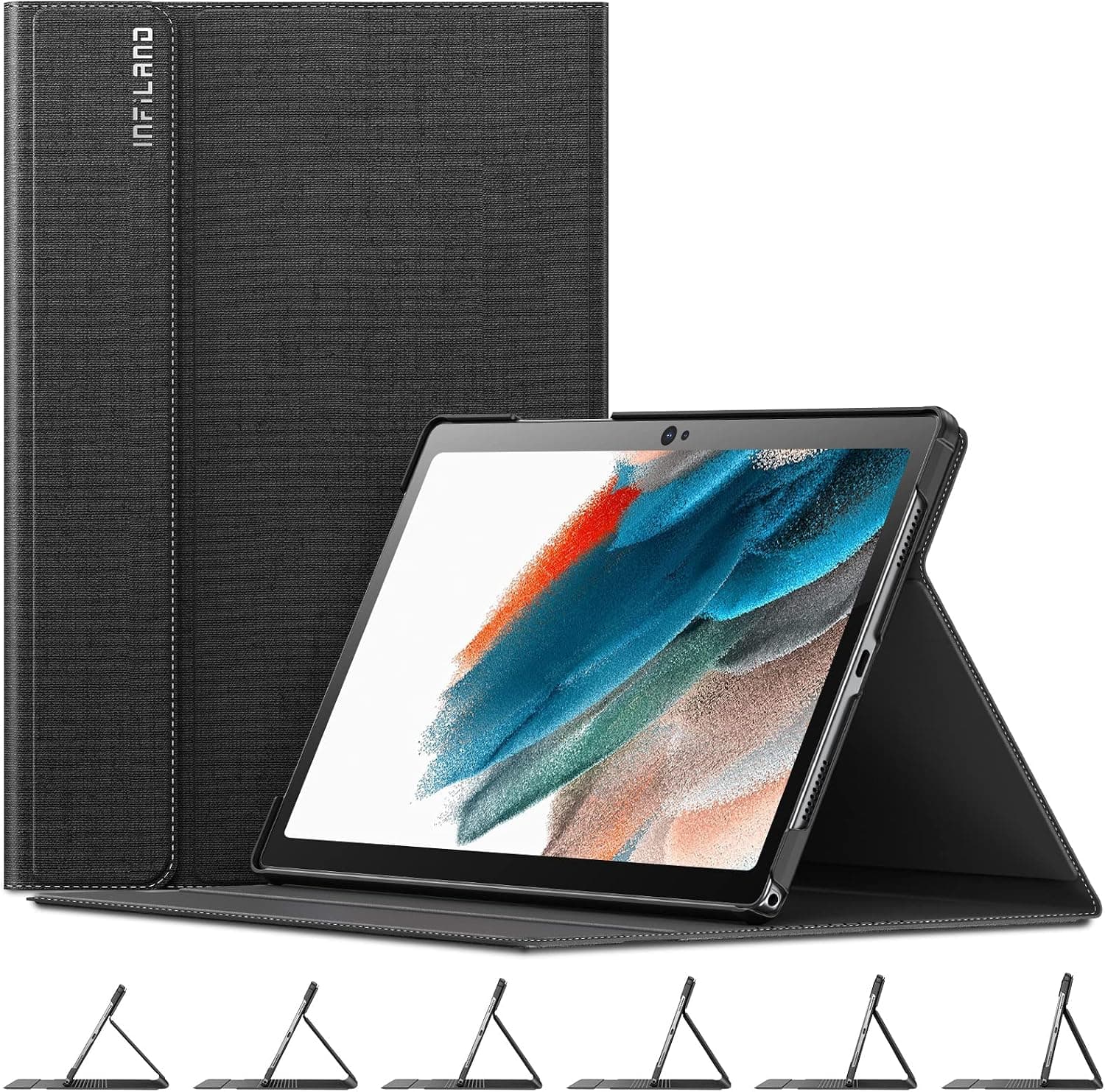 INFILAND Galaxy Tab A8 10.5 Case, Multiple Angle Stand Cover Compatible with Samsung Galaxy Tab A8 10.5 inch SM-X207/ X205/ X200 2022 Release Tablet [Auto Wake/Sleep], Black