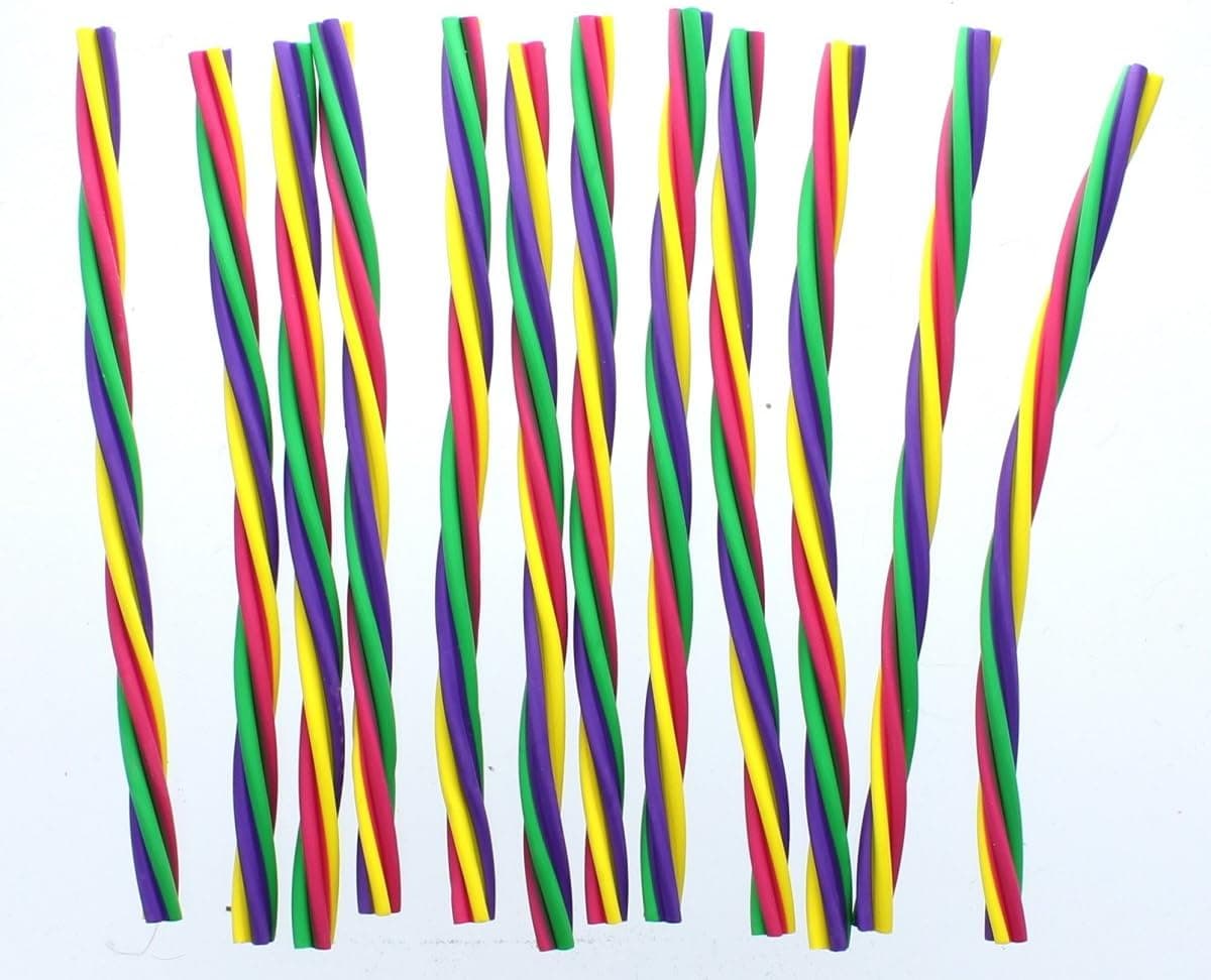 Rope Eraser Sticks for Kids- Set of 12 soft rainbow colored spiral erasers - Classroom Teacher Giveaways and Party Favor