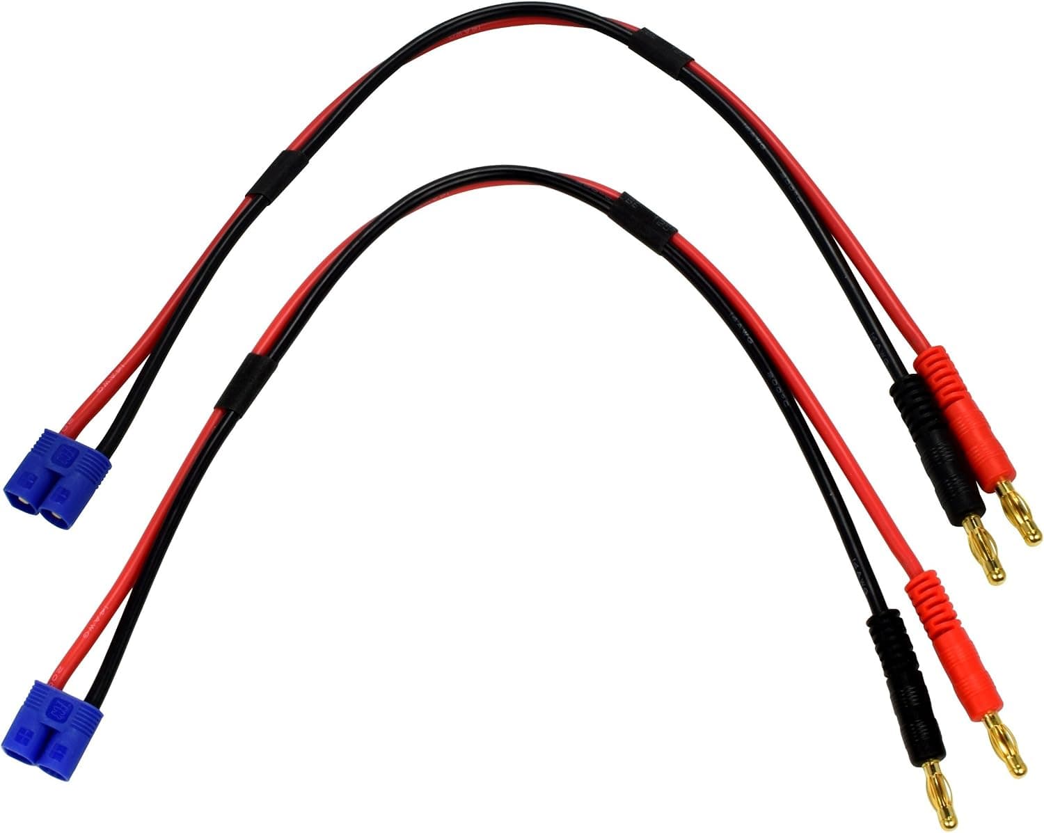 Apex RC Products EC3 Connector Plug -> 4mm Banana Plugs Battery Charge Lead Adapter Cable - 2 Pack 1405