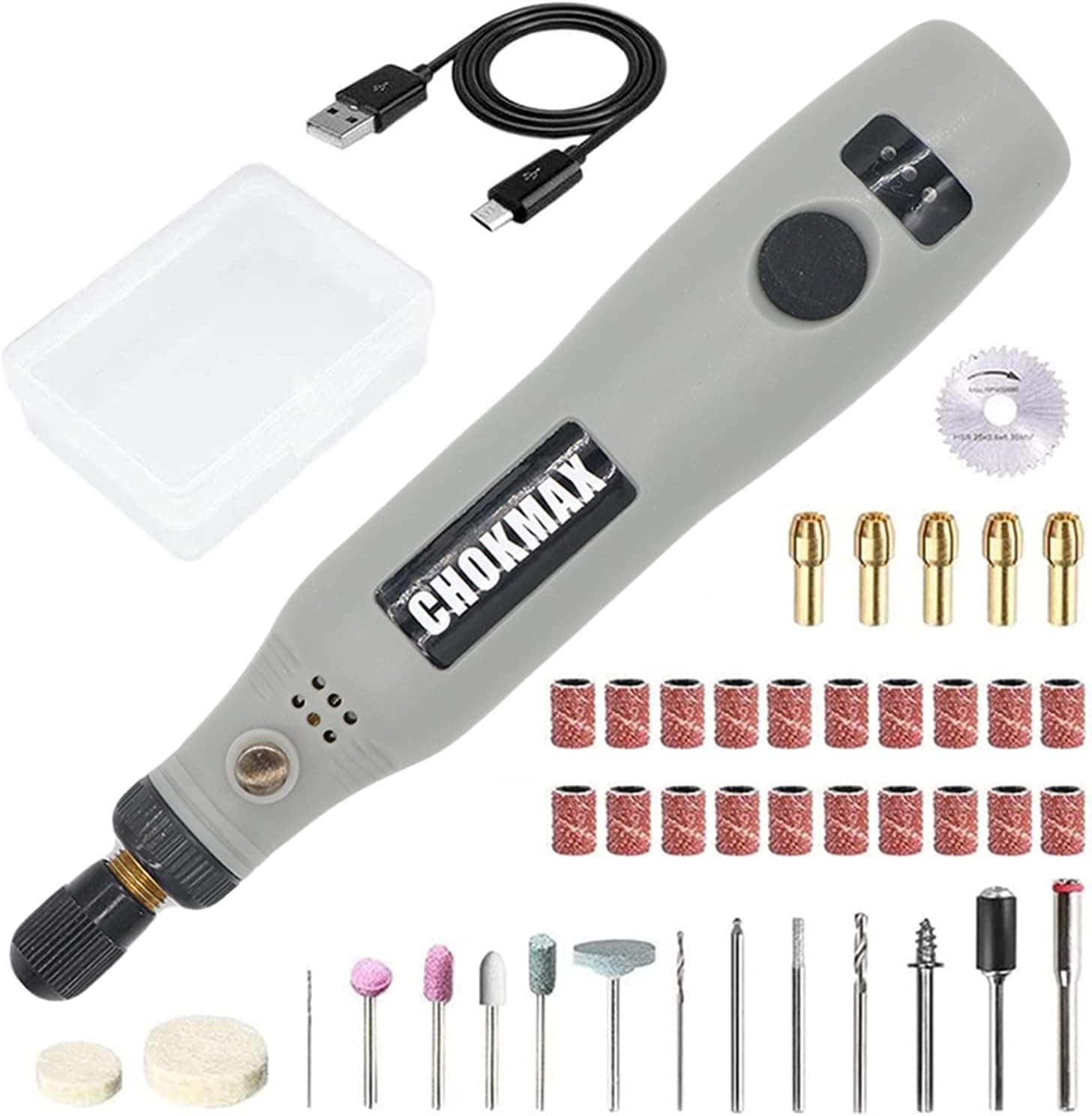 CHOKMAX Cordless Rotary Tool, 3.7V Li-ion MRT22DC Mini Rotary Multi-Tool Kit with Variable Speed, 40pcs Accessories Kit Electric Rotary DIY Grinder for Polishing, Cleaning and Engraving