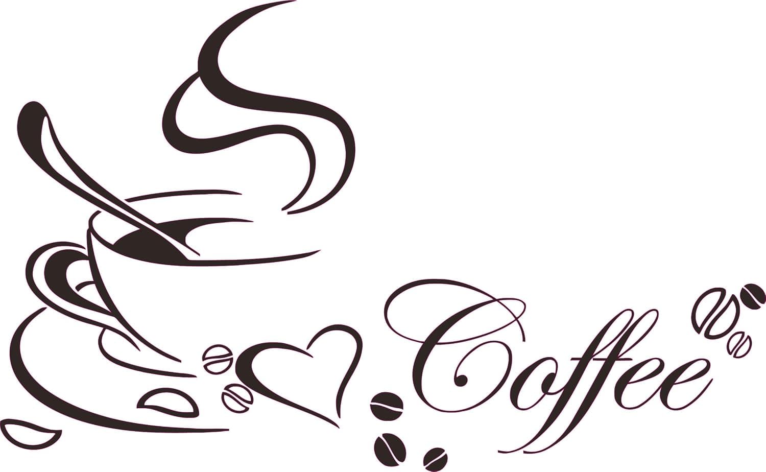 Nostalgia Decals Love Coffee Satin Black Wall Decor Decal 12" x 8"