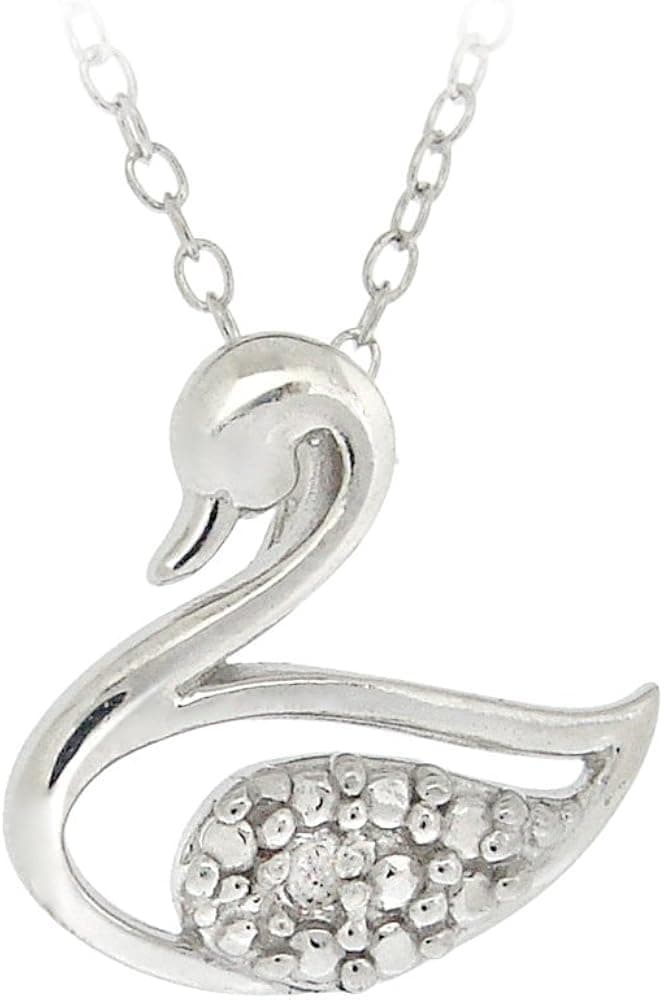 Sterling Silver Diamond Accent Swan Necklace
