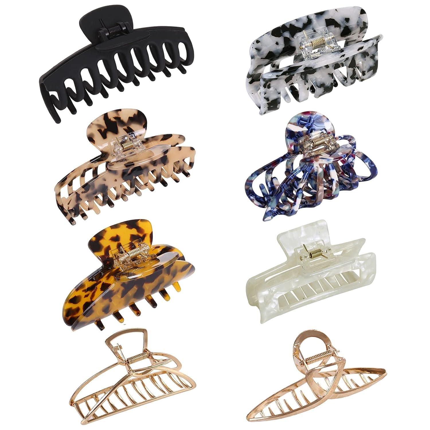 Large Hair Clips for Thick Hair Accessories Claw Clips for Women Medium Matte Metal Hair Clip 3.0 - 4.3" Strong Hold Nonslip Stylish Leopard Print Jaw Clips for Thin Hair Pweouke (8pcs)…