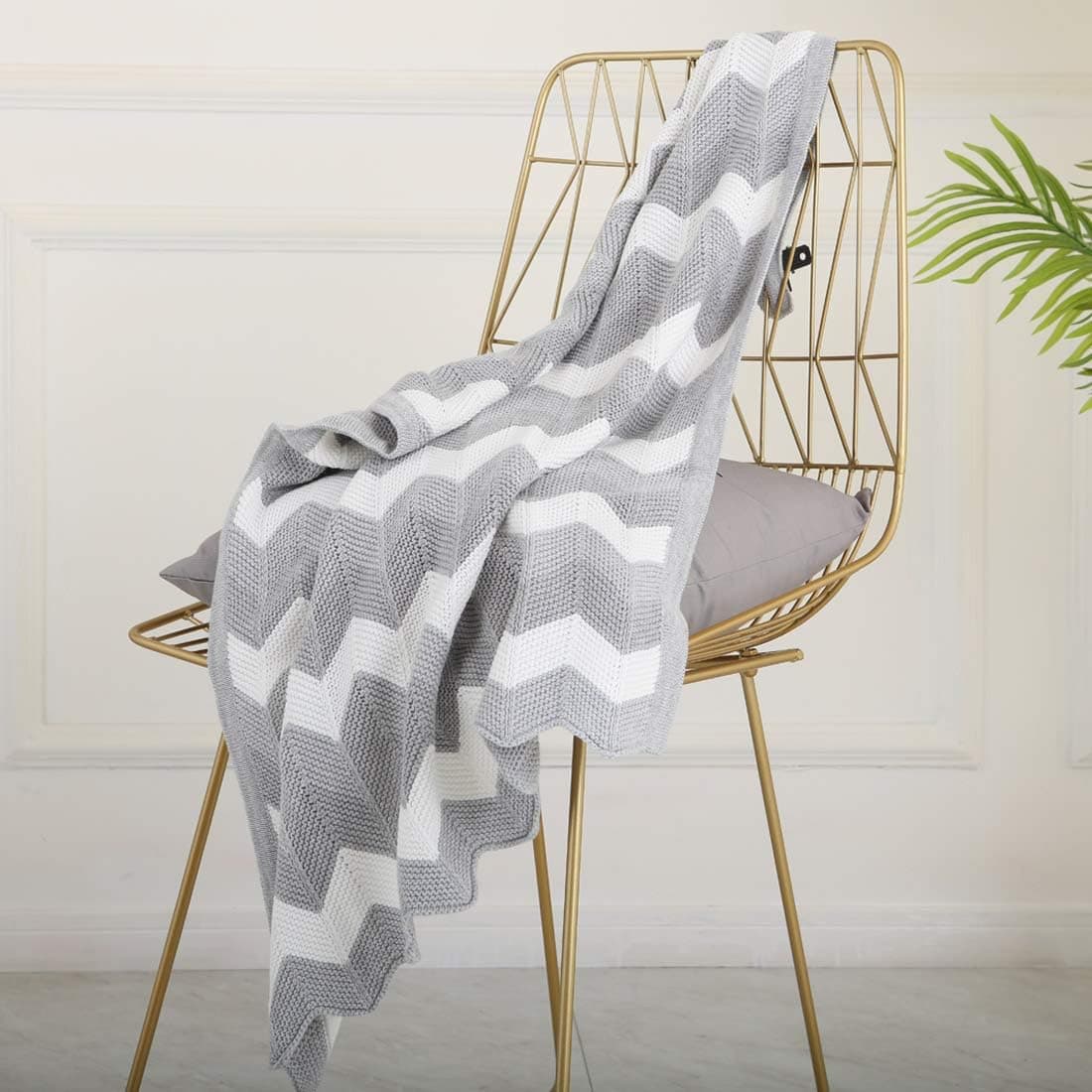 NOREEN Casual Lightweight Summer Spring Wavy Baby Blanket Knitted Throw Decorative Sofa Coach Bed Chair, 30" x 40" (Grey, 30" X 40")