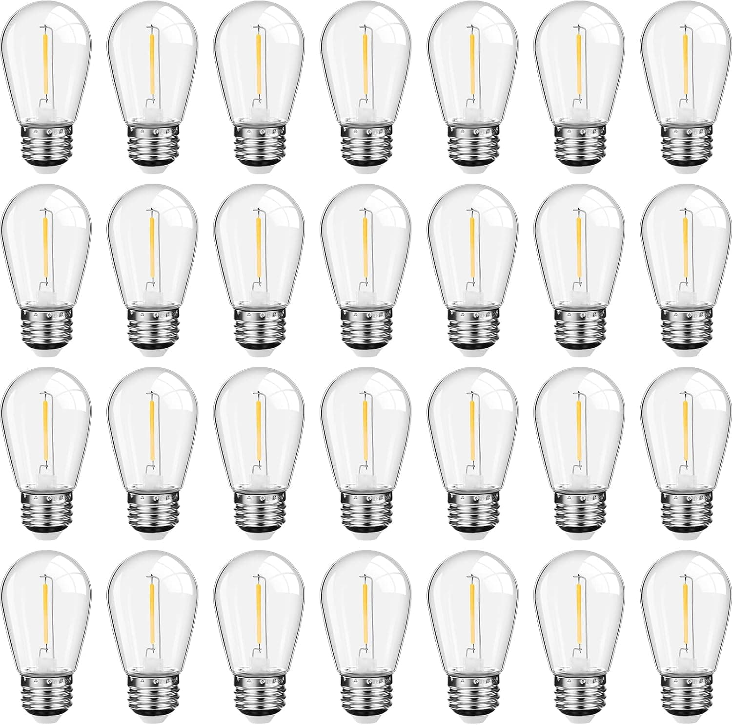 48 Pack S14 LED Outdoor Light Bulbs,1W Replacement String Lights, Landscape LED Bulbs Vintage Patio Style, E26 110V Regular Base (Warm White)