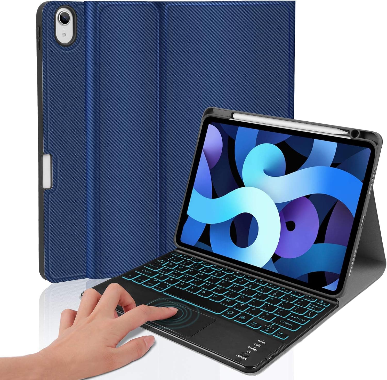 iPad Air 4 Gen 10.9 inch 2020 Keyboard Case - XIWMIX 7 Color Touchpad Backlit Detachable Wireless Bluetooth Keyboard Pencil Holder Slim Leather Smart Cover for New iPad Air 10.9" 4th Generation 2020