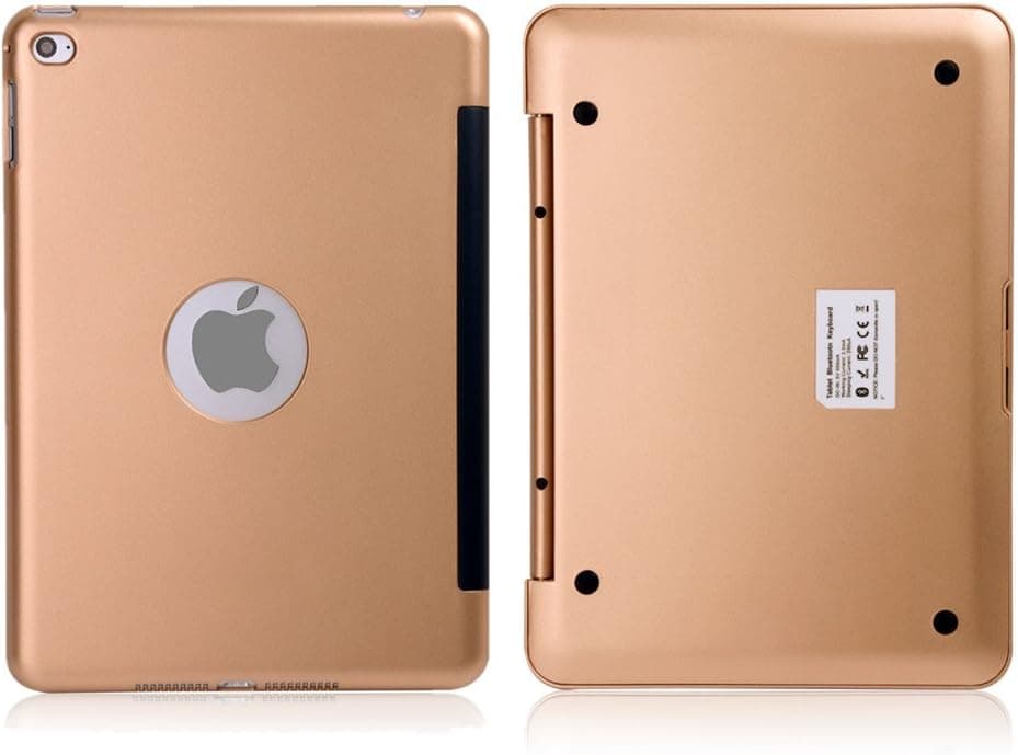 BORIYUAN iPad Mini 4 Keyboard Case, Bluetooth Wireless Keyboard Folio Flip Smart Cover for Apple iPad Mini 4 2015 Release with Folding Stand and Auto Sleep/Wake Function, Gold