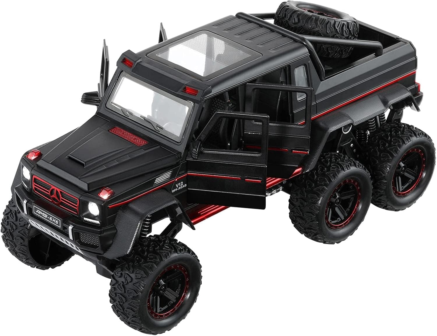 YHXKJ G63 AMG 1:32 Scale Diecas Off-Road Model Truck 6x6 Wheels Refitted Pickup Truck Metal Toy Car（Black）