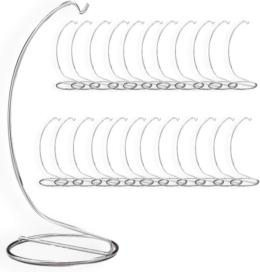 BANBERRY DESIGNS Metal Ornament Stand Smooth Silver Chrome - 7 Inch High - Pack of 24