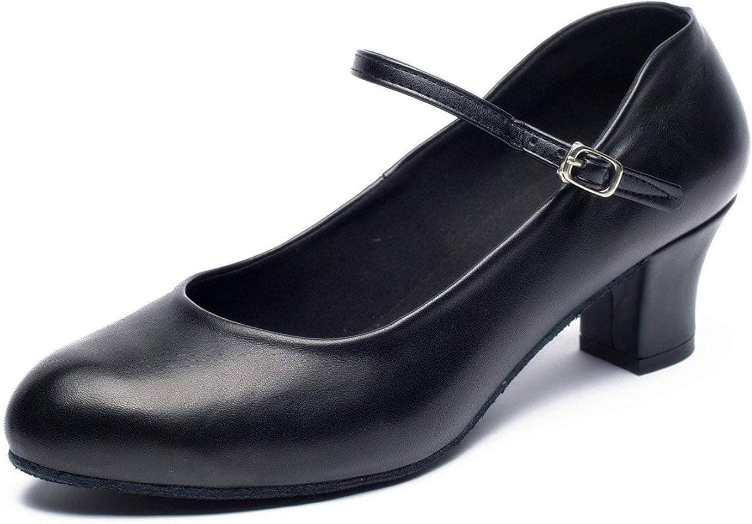 Joocare Womens Practice Beginner Latin Tango Ballroom Character Dance Shoes Wedding Party Pump Shoes (11, Black)