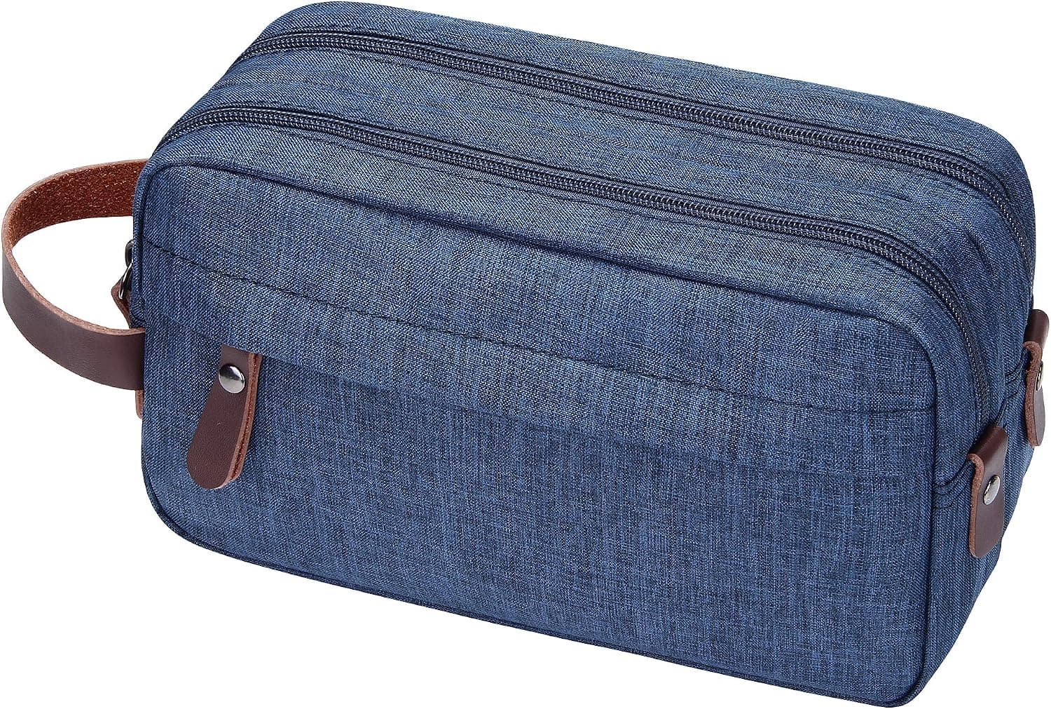 SELLYFELLY Toiletry Bag for Men, Canvas Dopp Kit Shaving Bag for Toiletries Accessories, Durable Mens Toiletry Bag for Travel (Navy Blue-2, Canvas)