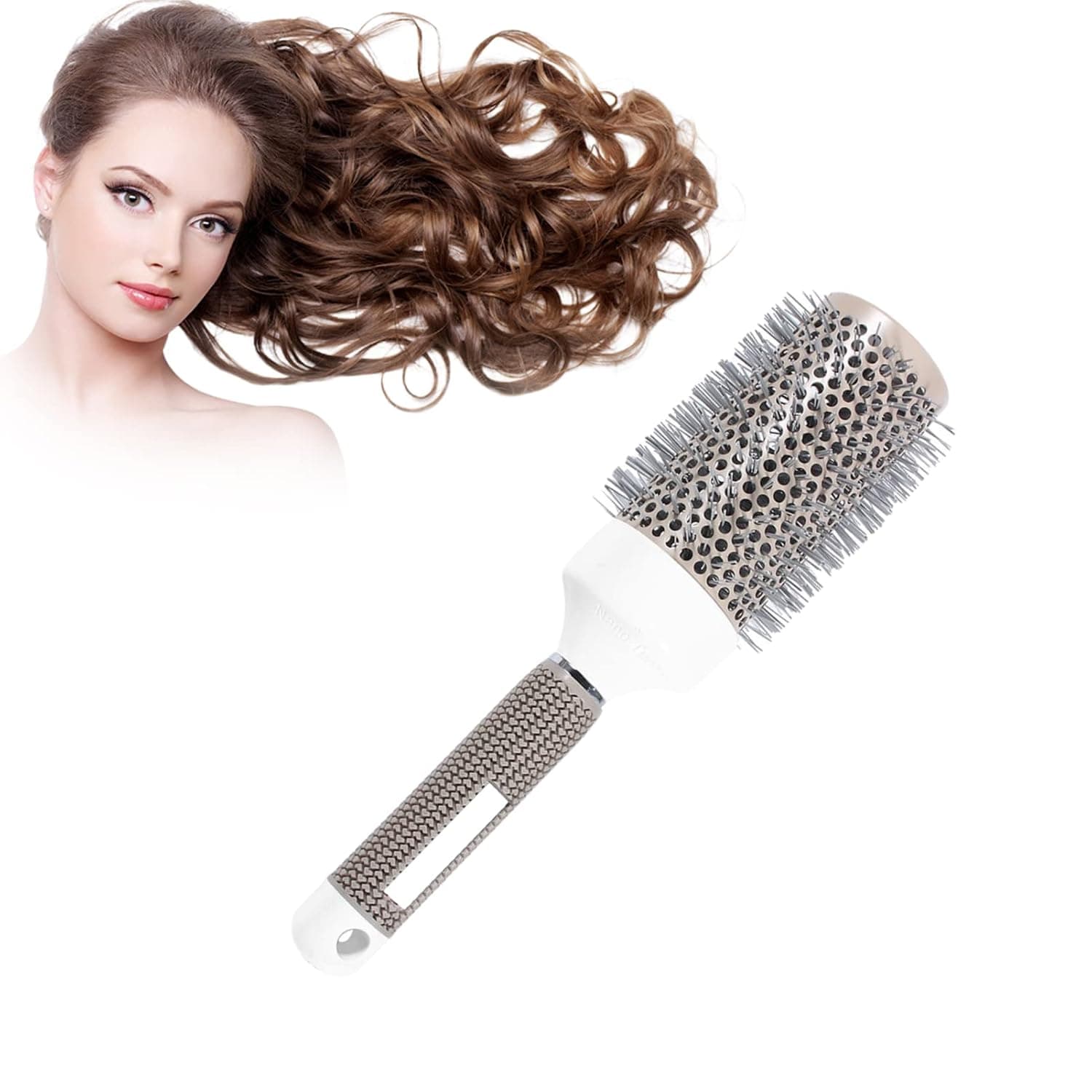 Nano Thermal Ceramic & Ionic Round Barrel Hair Brush,Yosoo Professional Barber Hairdressing Styling Brushes 2inch,Perfect For Hair Drying, Styling, Curling, Adding Hair Volume (53mm=2inch)