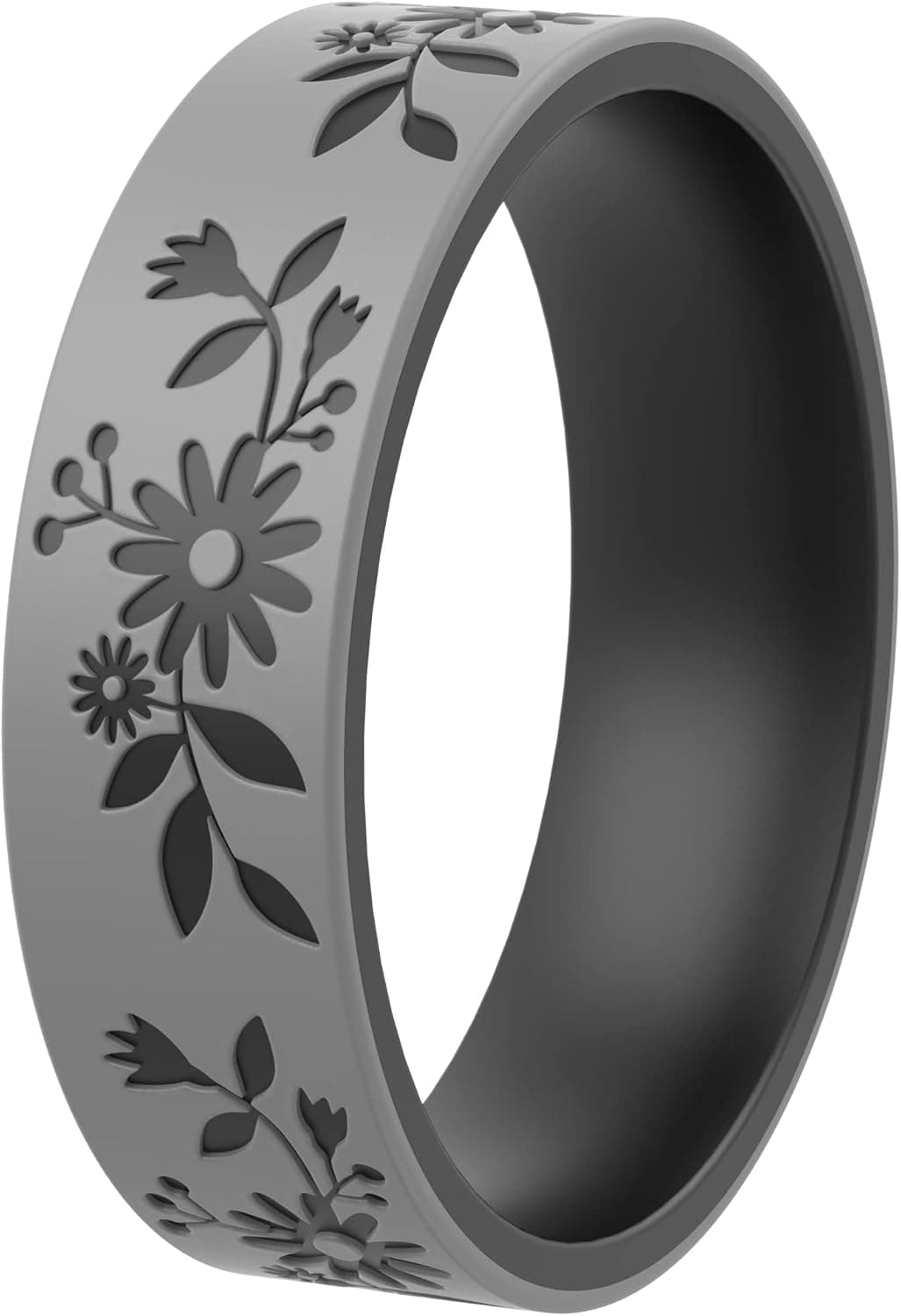 ThunderFit Silicone Wedding Rings for Women, Laser Printed Design Bands Women Collection