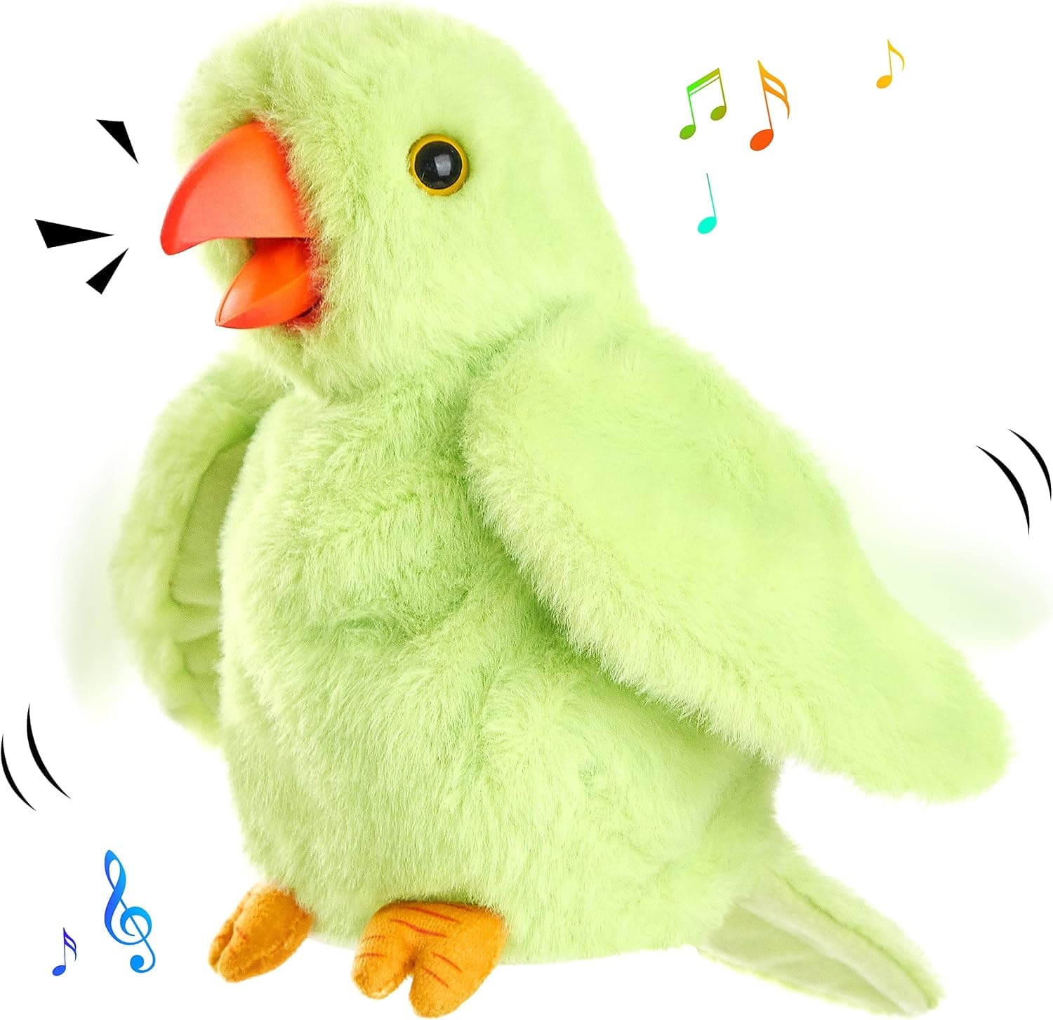 Houwsbaby Talking Parrot Plush Toy Repeats What You Say Speaking Bird Recording Interactive Dancing Electronic Swinging Toys Stuffed Animal Gifts for Birthday Baby Children Kids,7”,Green