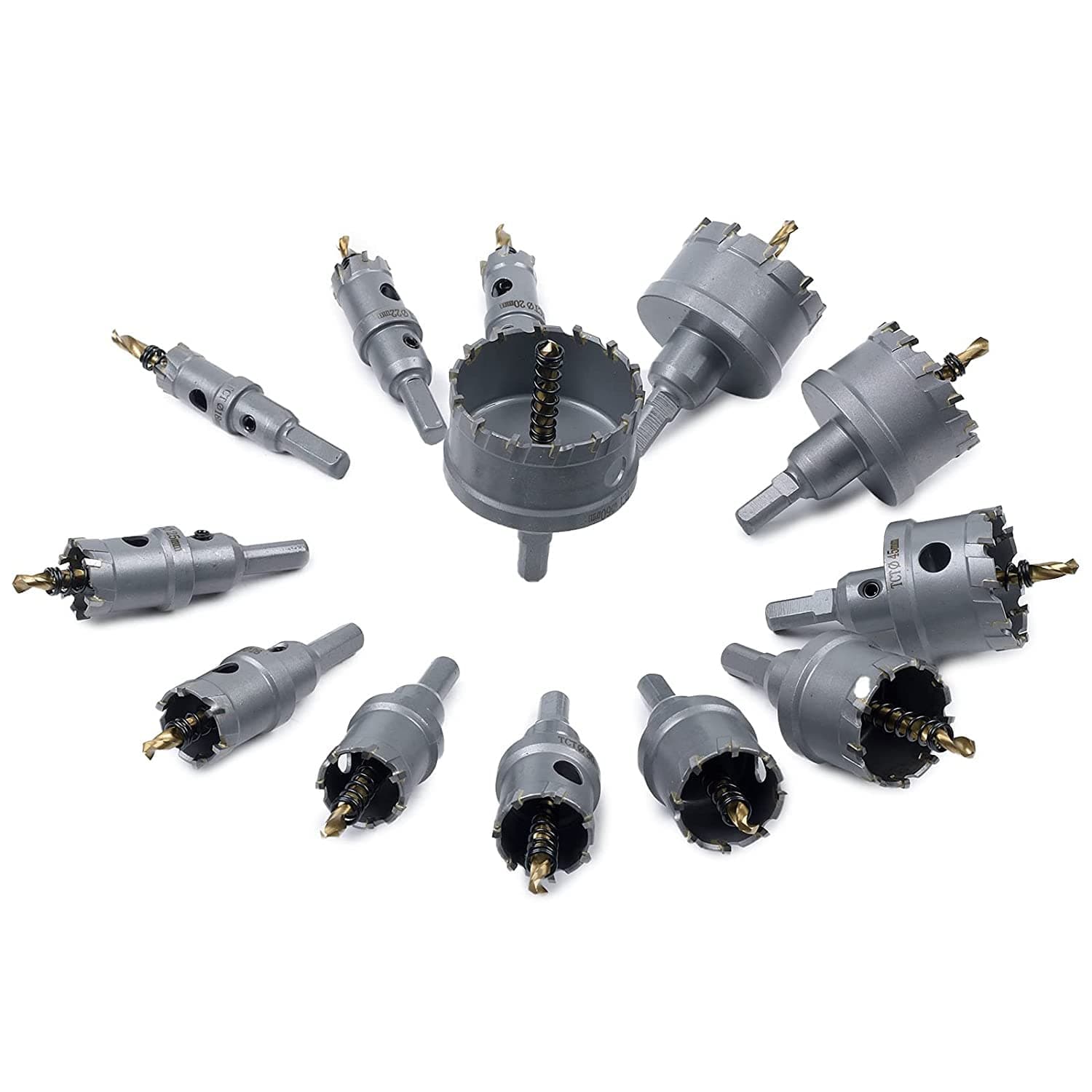 REETAI-FOUR 13Pcs TCT Hole Saw Kit,Tungsten Carbide Tipped Hole Saw Set, Hole Cutter Heavy Duty for Stainless Steel. (3/4"-2-15/16").