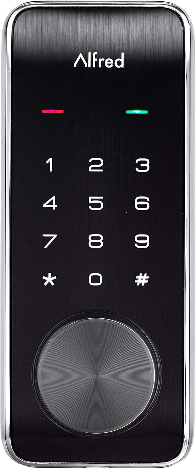 Alfred DB2-B Smart Door Lock Deadbolt Touchscreen Keypad, Pin Code + Key Entry + Bluetooth, Up to 20 Pin Codes (Chrome)