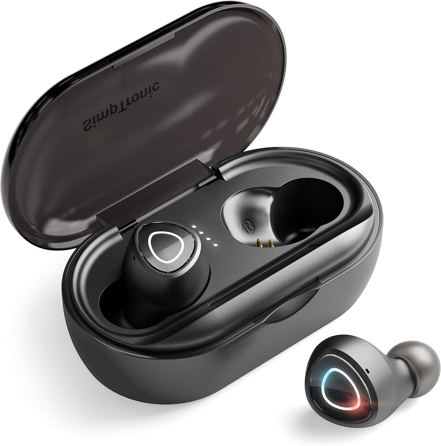 SimpTronic Tech True Wireless Earbuds Bluetooth 5.0 Headphones in-Ear TWS Mini Headset for Sport Extra Bass Stereo Earphones HD Sound IPX7 Waterproof Noise Cancelling Mic 40-50 Hours Playtime Black