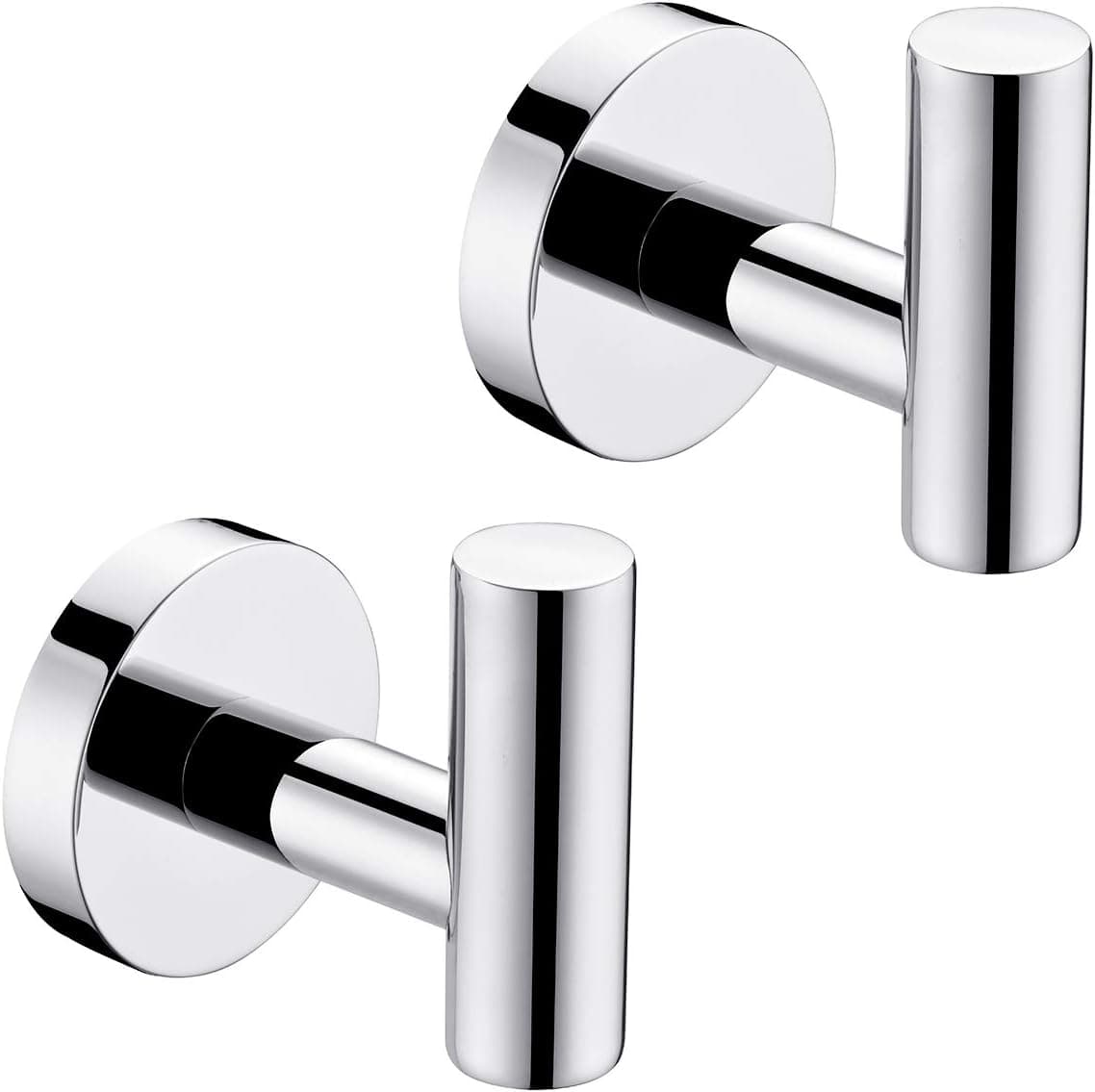 Hoooh Towel Hook, SUS 304 Stainless Steel Coat/Robe Clothes Hook for Bath Kitchen Garage Wall Mounted (2 Pack), Polished Chrome, B100-CH-P2